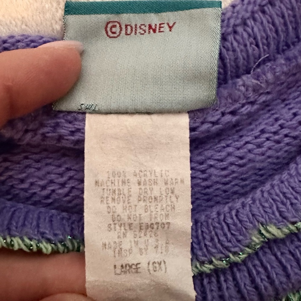 Vintage 90s Disney Ariel The Little Mermaid Knit Sweater 6X Girls Youth Purple - Picture 5 of 6